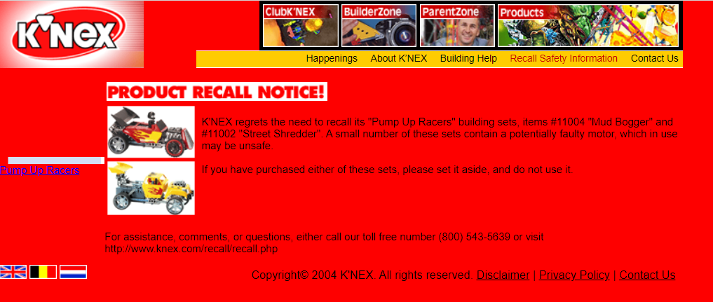 screenshot of knex.kids.us